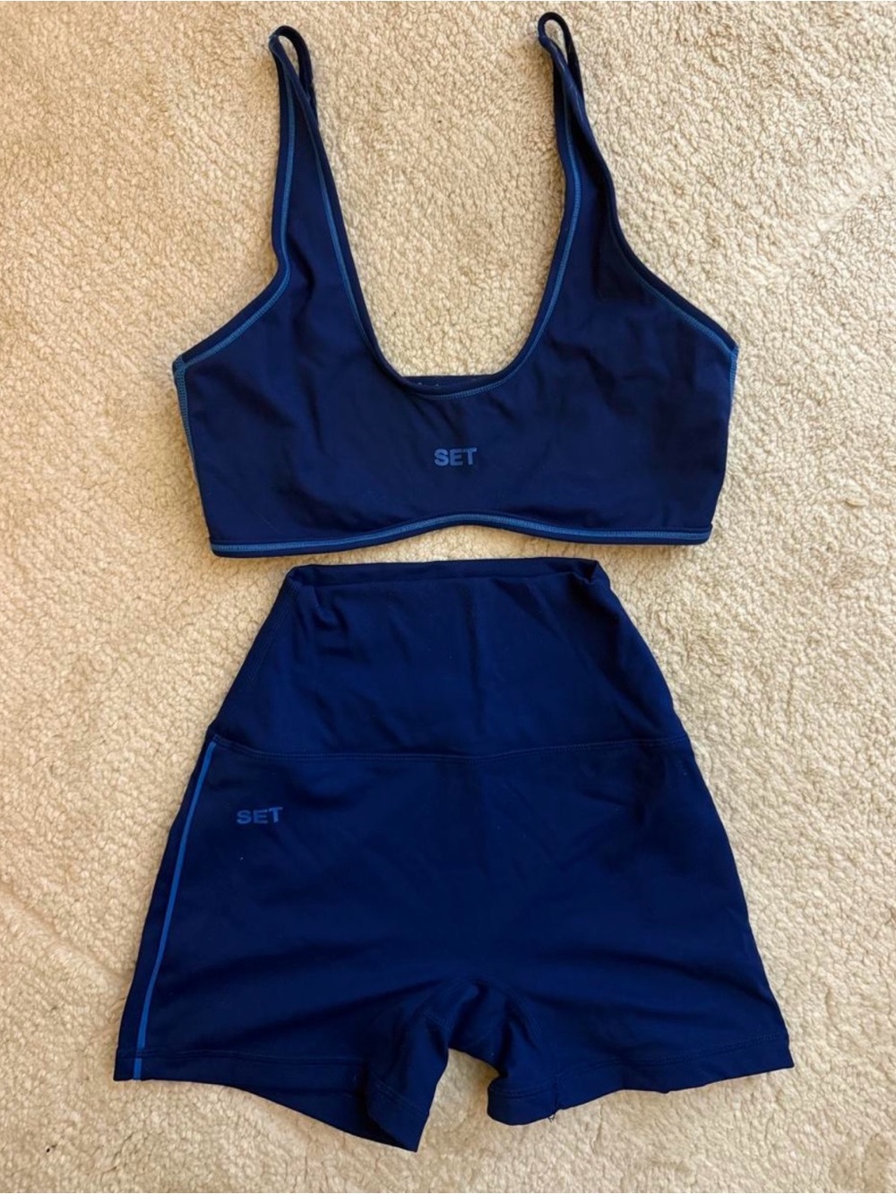 SET Active Navy Scoop Sports Bra & High-Rise Bike Shorts